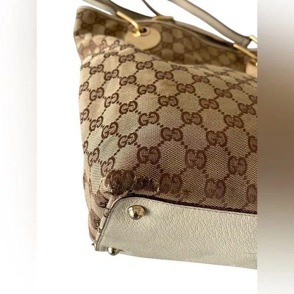 GUCCI GG Canvas Tote Bag Beige Gold - Picture 6 of 13